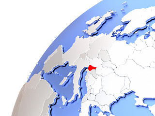 Image showing Slovenia on modern shiny globe