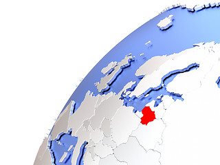 Image showing Lithuania on modern shiny globe