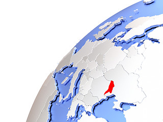 Image showing Moldova on modern shiny globe