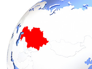 Image showing Kazakhstan on modern shiny globe