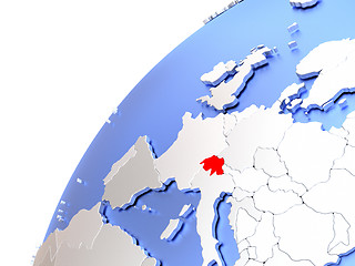 Image showing Switzerland on modern shiny globe