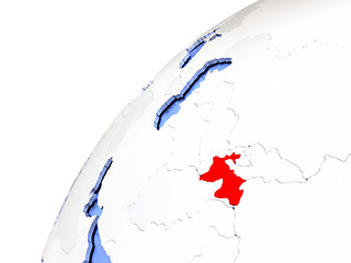 Image showing Tajikistan on modern shiny globe