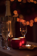 Image showing champagne on a wooden table