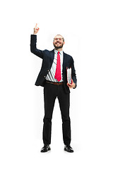 Image showing Full body portrait of businessman with folder on white