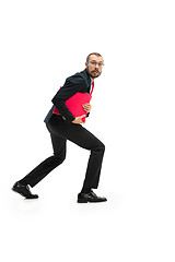 Image showing Full body portrait of businessman with folder on white