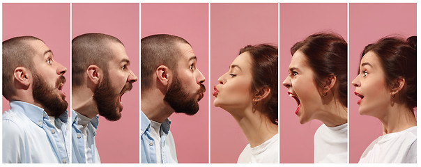 Image showing The collage of different human facial expressions, emotions and feelings.