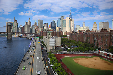 Image showing Manhattan Skyline and Brooklyn Bridge, New York City