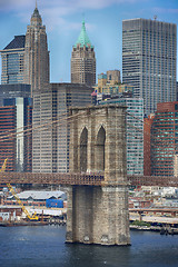 Image showing Manhattan Skyline and Brooklyn Bridge, New York City