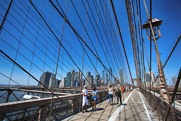 Image showing New York, USA – August 23, 2018: People on pedestrian walkway 