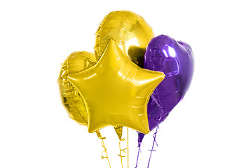 Image showing close up of helium balloons over white background