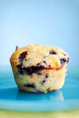 Image showing Muffin and blue plate