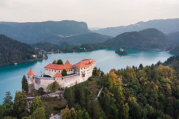 Image showing Medieval castle on Bled lake in Slovenia