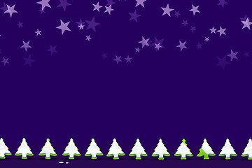 Image showing Christmas decoration night background with row of snow covered f