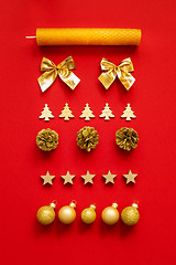 Image showing Christmas decoration on red background