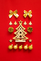 Image showing Christmas decoration on red background