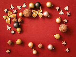 Image showing Christmas decoration on red background