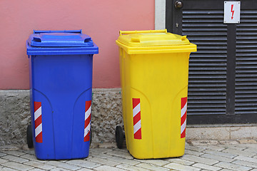 Image showing Two Wheelie Bins