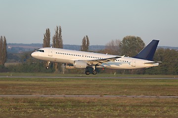 Image showing Plane landing on runway