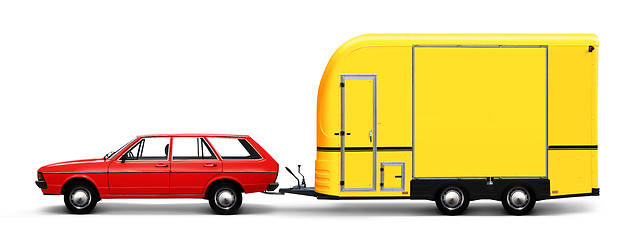 Image showing retro car and camper van