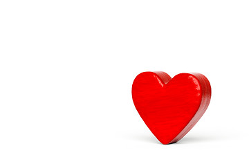 Image showing A red wooden hearts on a white background
