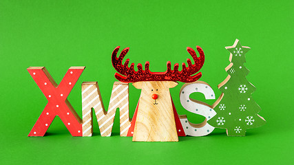 Image showing Christmas decoration with xmas text and a reindeer