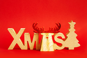 Image showing Christmas decoration with xmas text and a reindeer