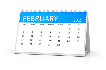 Image showing table calendar 2019 february