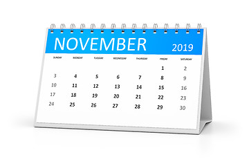 Image showing table calendar 2019 november