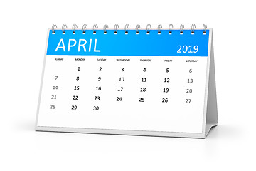 Image showing table calendar 2019 april