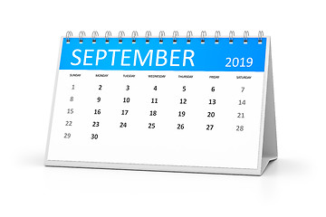 Image showing table calendar 2019 september