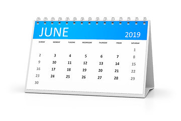 Image showing table calendar 2019 june