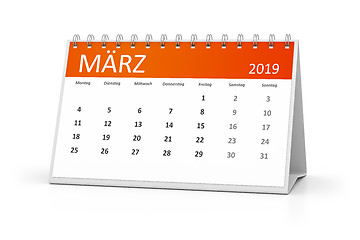 Image showing table calendar 2019 march german language