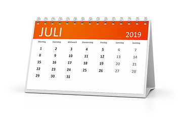 Image showing table calendar 2019 july german language