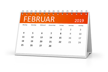 Image showing table calendar 2019 february german language