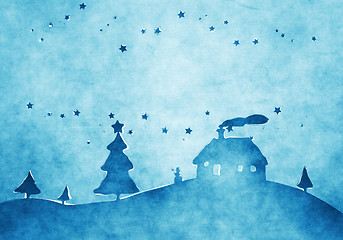 Image showing blue christmas background watercolors