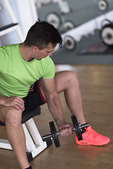 Image showing handsome man working out with dumbbells