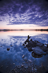 Image showing Sunset at lake