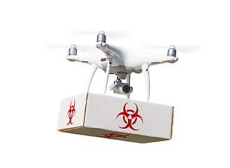 Image showing Unmanned Aircraft System (UAV) Quadcopter Drone Carrying Package