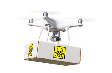 Image showing Unmanned Aircraft System (UAV) Quadcopter Drone Carrying Package