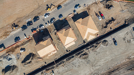 Image showing Drone Aerial View of Home Construction Site Early Stage.