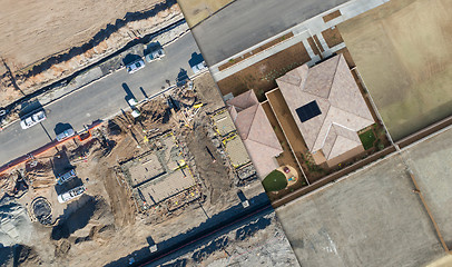 Image showing Drone Aerial View Cross Section of Home Construction Site