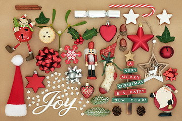Image showing Christmas Joy Sign and Decorations