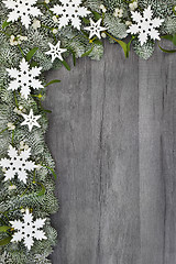 Image showing Snowflake and Fir Background 