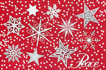 Image showing Christmas Peace Sign with Stars and Snowflakes