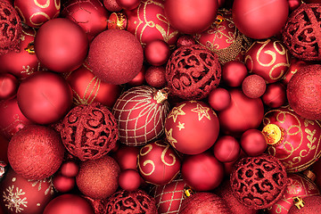 Image showing Red Bauble Christmas Decorations 