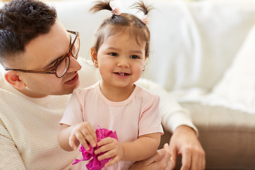 Image showing close up of father and little daughter at home