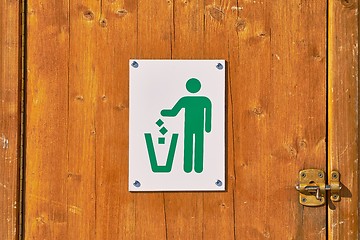 Image showing Dustbin sign closeup