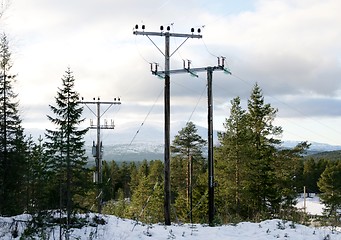 Image showing High voltage masts 