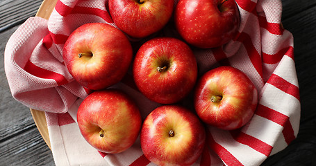 Image showing Bright shiny red apples from above