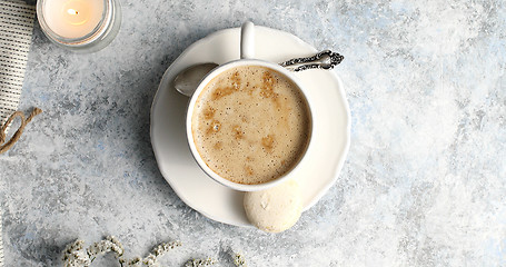 Image showing Top view of mug with coffee